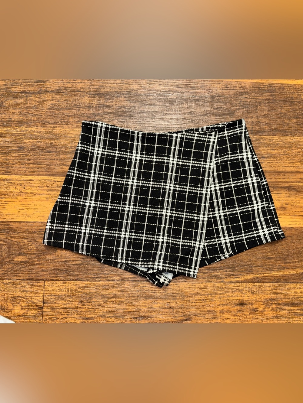 Y2K Black & White Plaid Skort Shorts